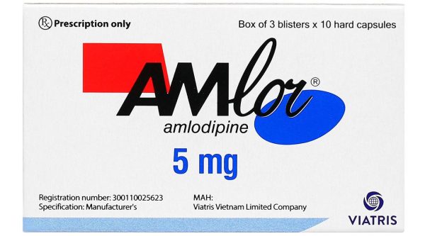 Amlor 5mg trị tăng huyết áp, bệnh mạch vành, đau thắt ngực (3 vỉ x 10 viên)