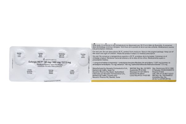 Exforge HCT 10mg/160mg/12.5mg trị tăng huyết áp (4 vỉ x 7 viên)