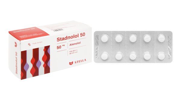Stadnolol 50 trị tăng huyết áp, đau thắt ngực (10 vỉ x 10 viên)