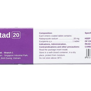 Rabestad 20 trị trào ngược dạ dày, thực quản (3 vỉ x 10 viên)