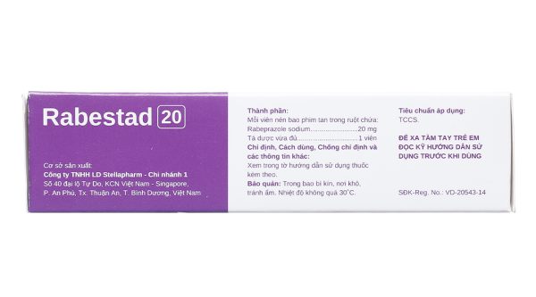 Rabestad 20 trị trào ngược dạ dày, thực quản (3 vỉ x 10 viên)