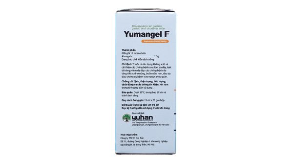 Hỗn dịch uống Yumangel F 1.5g trị viêm loét dạ dày, tá tràng (20 gói x 15ml)