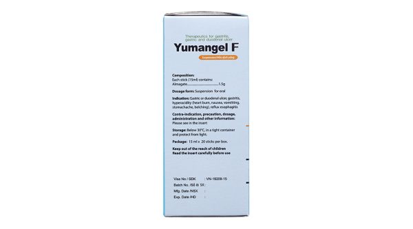 Hỗn dịch uống Yumangel F 1.5g trị viêm loét dạ dày, tá tràng (20 gói x 15ml)