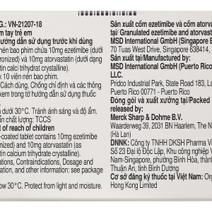 Atozet 10mg/10mg phòng ngừa các bệnh tim mạch (3 vỉ x 10 viên)