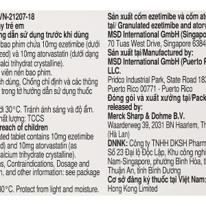 Atozet 10mg/10mg phòng ngừa các bệnh tim mạch (3 vỉ x 10 viên)