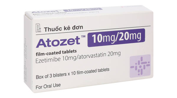 Atozet 10mg/20mg phòng ngừa các bệnh tim mạch (3 vỉ x 10 viên)