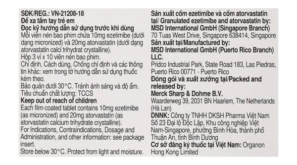 Atozet 10mg/20mg phòng ngừa các bệnh tim mạch (3 vỉ x 10 viên)