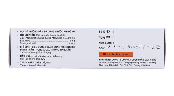 Ezvasten 20/10mg trị tăng mỡ máu (4 vỉ x 7 viên)