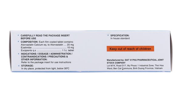 Ezvasten 20/10mg trị tăng mỡ máu (4 vỉ x 7 viên)