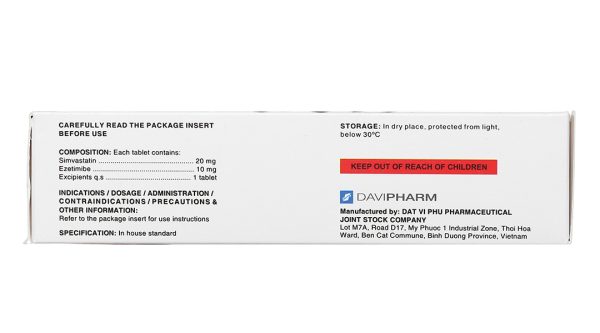 Nasrix 20/10mg trị rối loạn mỡ máu (4 vỉ x 7 viên)