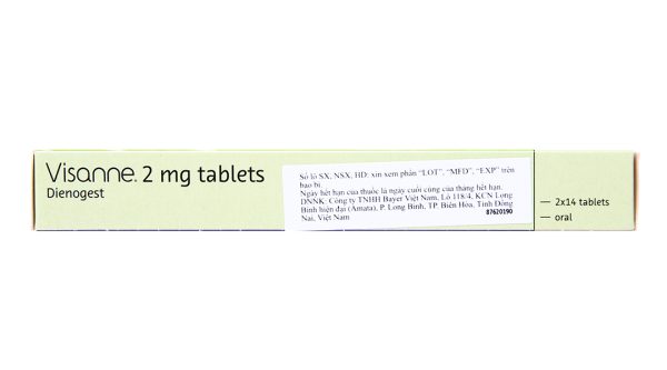 Visanne 2mg tablets trị lạc nội mạc tử cung (2 vỉ x 14 viên)