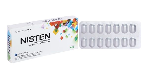 Nisten 5mg trị bệnh mạch vành, đau thắt ngực (2 vỉ x 14 viên)