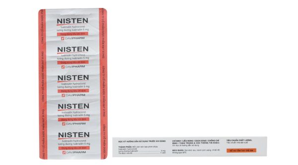 Nisten 5mg trị bệnh mạch vành, đau thắt ngực (2 vỉ x 14 viên)