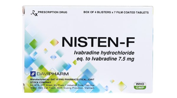 Nisten-F 7.5mg trị đau thắt ngực, bệnh mạch vành (4 vỉ x 7 viên)