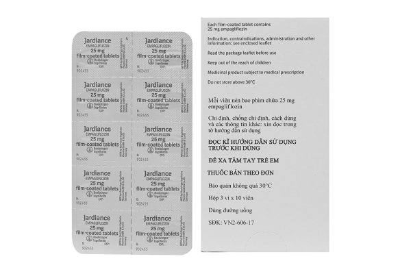 Jardiance 25mg điều trị đái tháo đường tuýp 2, suy tim (3 vỉ x 10 viên)