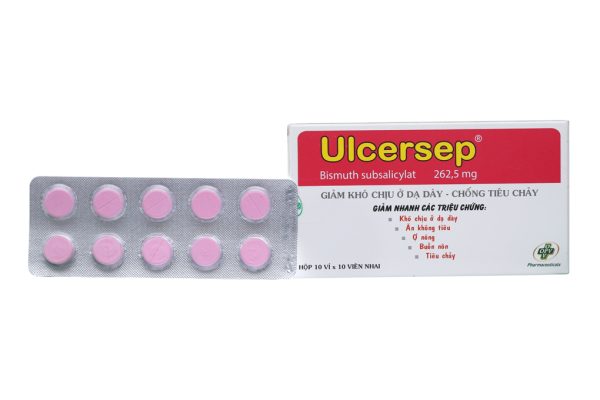 Viên nhai Ulcersep 262.5mg giảm khó chịu dạ dày, buồn nôn (10 vỉ x 10 viên)