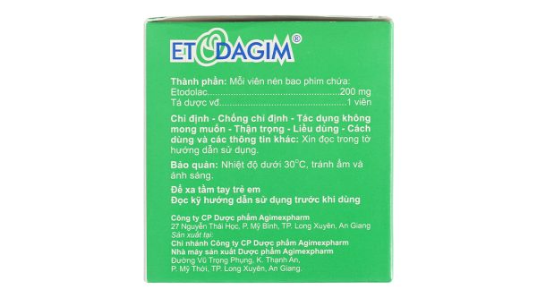 Etodagim 200mg giảm đau, kháng viêm xương khớp (10 vỉ x 10 viên)