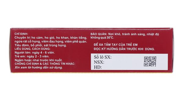 Viên ngậm Bổ phế Nam Hà trị ho, tiêu đờm (2 vỉ x 12 viên)