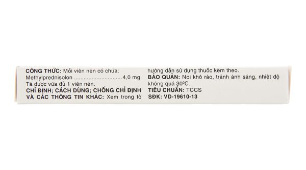 Medisolone 4mg thuốc chống viêm (3 vỉ x 10 viên)