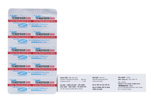 Savi Tenofovir 300 phối hợp trị HIV, viêm gan B mạn tính (3 vỉ x 10 viên)