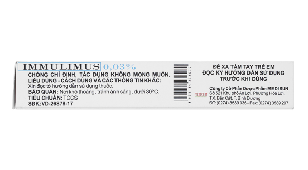 Thuốc mỡ bôi da Immulimus 0.03% trị eczema tuýp 10g