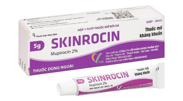 Thuốc mỡ bôi da Skinrocin VCP 2% điều trị nhiễm khuẩn ngoài da tuýp 5g