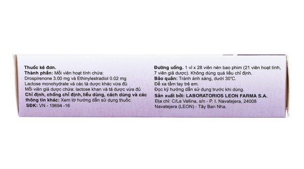 Rosepire 3mg/0.02mg thuốc tránh thai hằng ngày (1 vỉ x 28 viên)