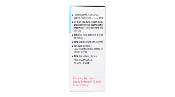 Dung dịch nhỏ mắt Hameron 5mg giảm khô mắt lọ 5ml