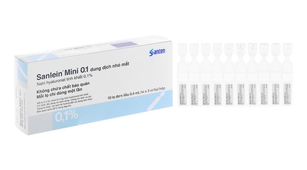 Dung dịch nhỏ mắt Sanlein Mini 0.1% trị rối loạn biểu mô kết - giác mạc (30 ống x 0.4ml)