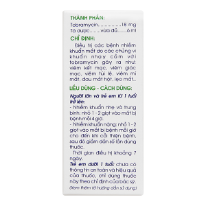 Thuốc nhỏ mắt Tobramycin Trapharco 0,3% trị các bệnh nhiễm khuẩn mắt lọ 6ml