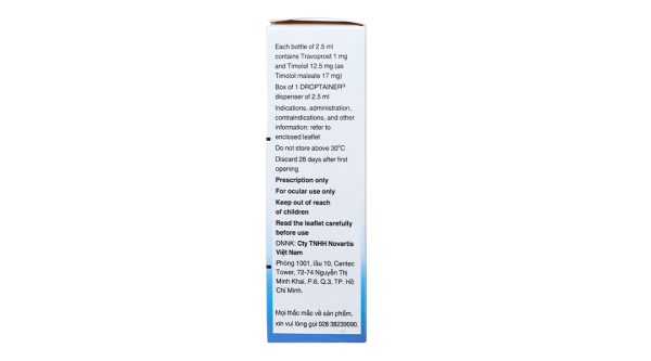 Dung dịch nhỏ mắt DuoTrav làm giảm áp lực nội nhãn chai 2.5ml