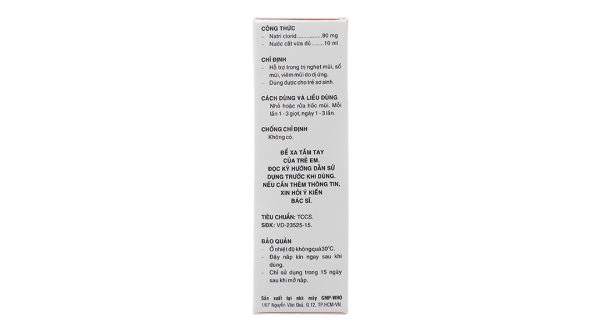 Dung dịch nhỏ mũi Natri Clorid Pharmedic 0.9% hỗ trợ trị nghẹt mũi, sổ mũi lọ 10ml