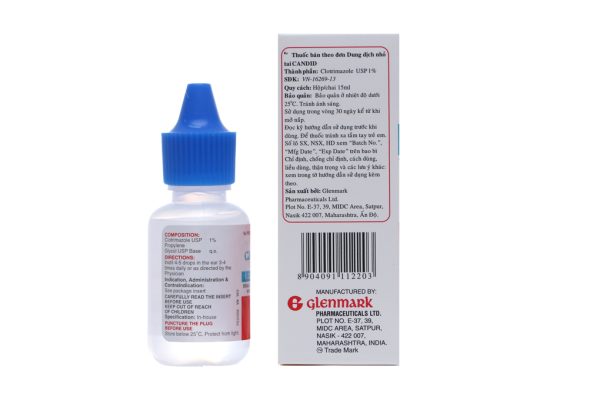 Dung dịch nhỏ tai Candid 1% trị nấm tai chai 15ml
