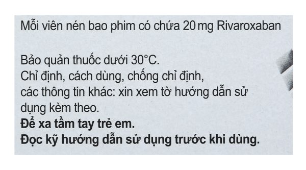 Xarelto 20mg phòng và trị huyết khối (1 vỉ x 14 viên)