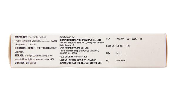 SPLostal 100mg phòng và trị huyết khối (3 vỉ x 10 viên)