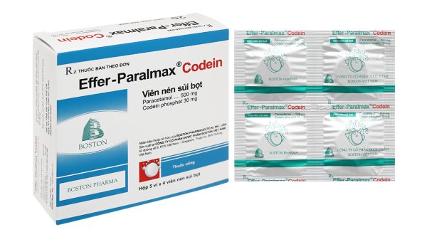 Viên sủi Effer-Paralmax Codein giảm đau cấp tính ở mức độ trung bình (5 vỉ x 4 viên)
