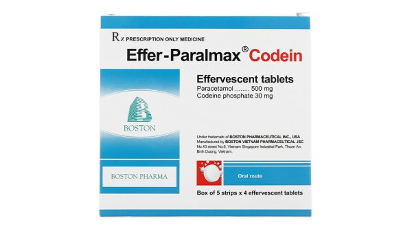 Viên sủi Effer-Paralmax Codein giảm đau cấp tính ở mức độ trung bình (5 vỉ x 4 viên)
