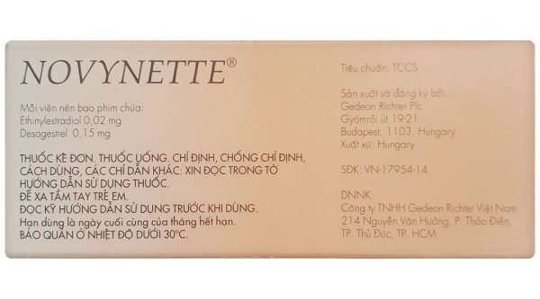 Novynette thuốc tránh thai hằng ngày (1 vỉ x 21 viên)