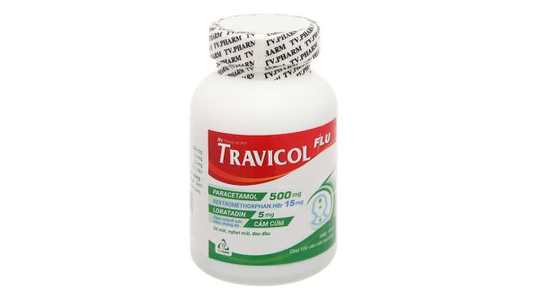 Travicol Flu trị các chứng cảm cúm lọ 100 viên