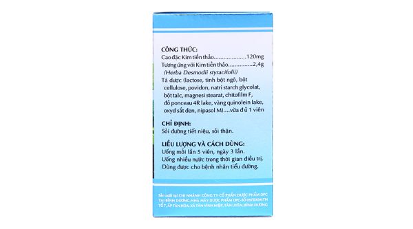 Viên bao phim Kim Tiền Thảo OPC trị sỏi đường tiết niệu, sỏi thận chai 100 viên