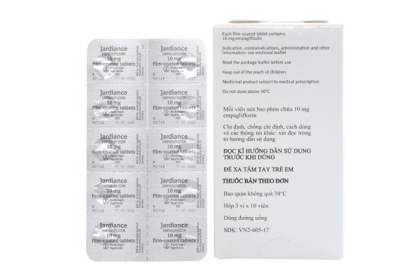 Jardiance 10mg trị đái tháo đường tuýp 2, suy tim, bệnh thận mạn tính (3 vỉ x 10 viên)