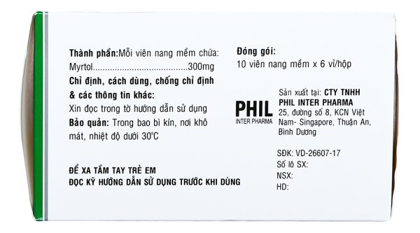 Philmyrtol 300 làm loãng đàm trong viêm phế quản, viêm xoang mũi (6 vỉ x 10 viên)