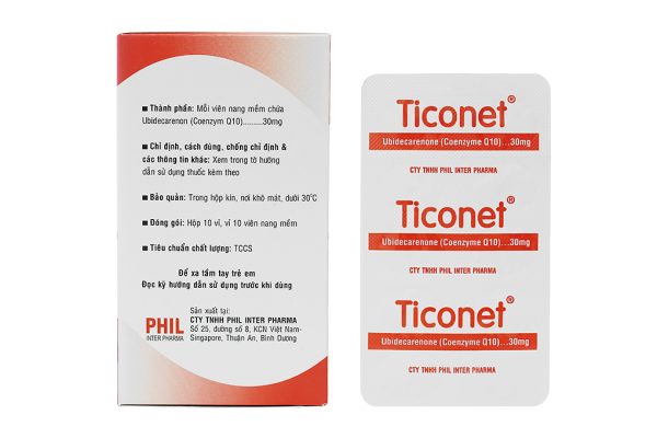 Ticonet 30mg hỗ trợ duy trì sức khỏe tim mạch (10 vỉ x 10 viên)