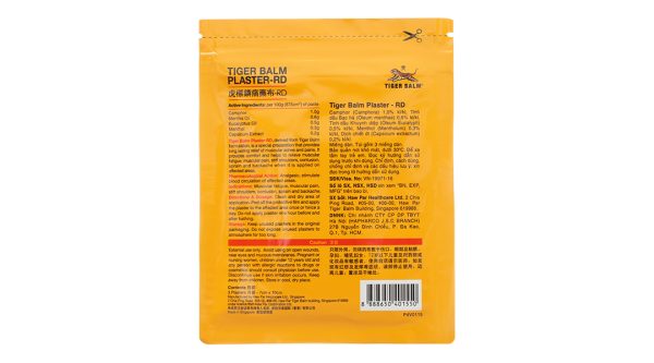 Miếng dán Tiger Balm Plaster - RD (7cm x 10cm) giảm đau cơ, bong gân gói 3 miếng