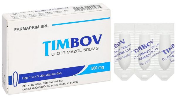 Viên đặt âm đạo Timbov 500mg điều trị viêm âm đạo do vi khuẩn, nấm (1 vỉ x 3 viên)