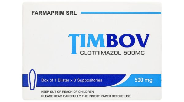 Viên đặt âm đạo Timbov 500mg điều trị viêm âm đạo do vi khuẩn, nấm (1 vỉ x 3 viên)