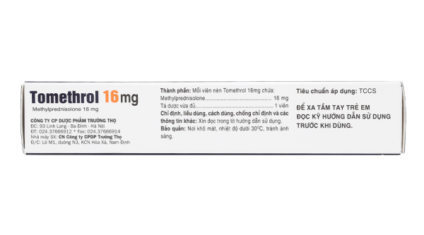 Tomethrol 16mg kháng viêm, ức chế miễn dịch (3 vỉ x 10 viên)
