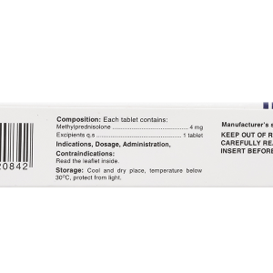 Tomethrol 4mg chỉ định cho các trường hợp cần glucocorticoid (3 vỉ x 10 viên)