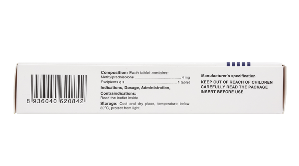 Tomethrol 4mg chỉ định cho các trường hợp cần glucocorticoid (3 vỉ x 10 viên)