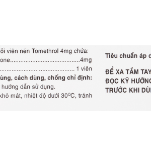 Tomethrol 4mg chỉ định cho các trường hợp cần glucocorticoid (3 vỉ x 10 viên)